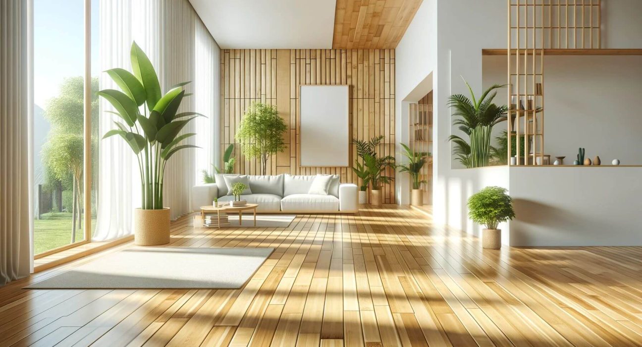 Bamboo-Flooring-in-a-Modern-Living-Room-as-an-eco-friendly-building-materials