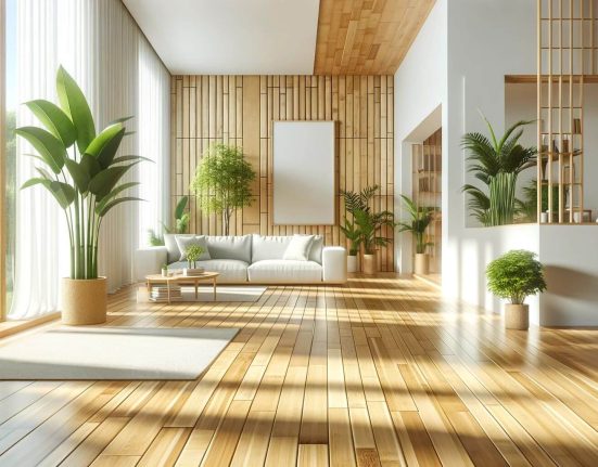 Bamboo-Flooring-in-a-Modern-Living-Room-as-an-eco-friendly-building-materials