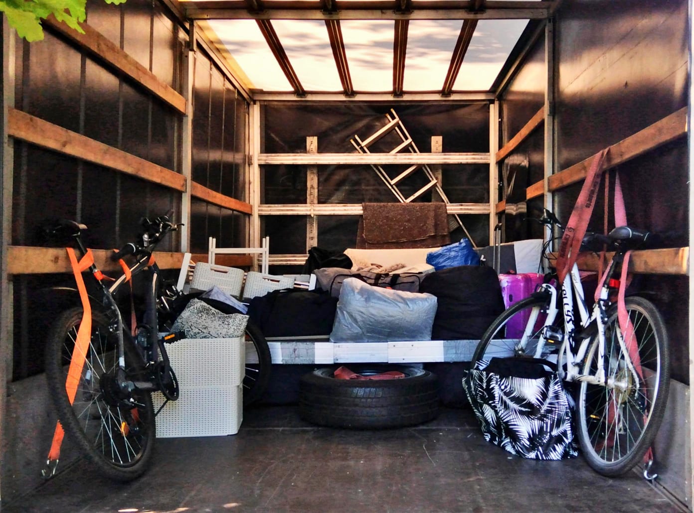 european relocation. van loaded with personal items