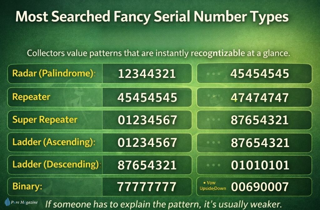 most searched fancy serial number types