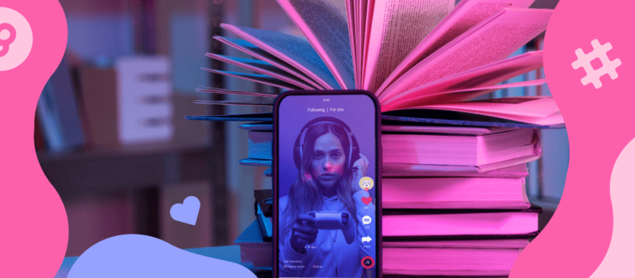 a stack of books and a smartphone
