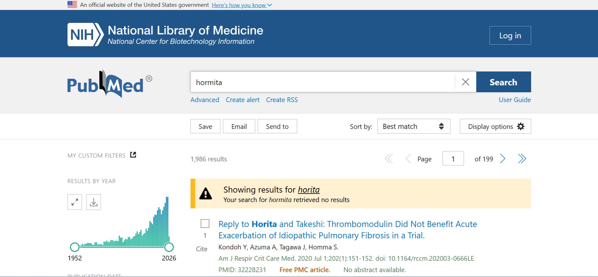 no results found on pubmed for hormita