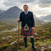 Real Scot in a Kilt Wears on His Feet